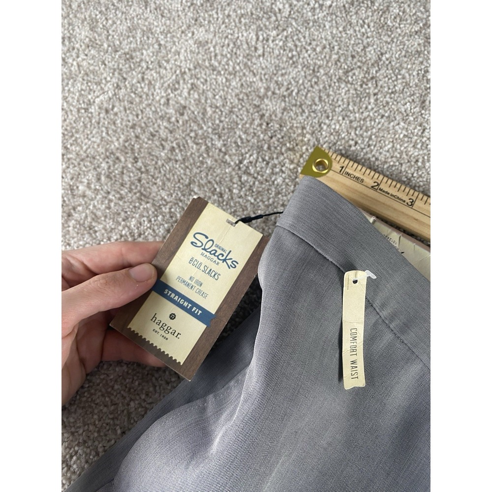 Haggar Heather Atria Grey Men 42x30 Eclo Slacks Non Iron Straight Fit Flat Front - Picture 6 of 11